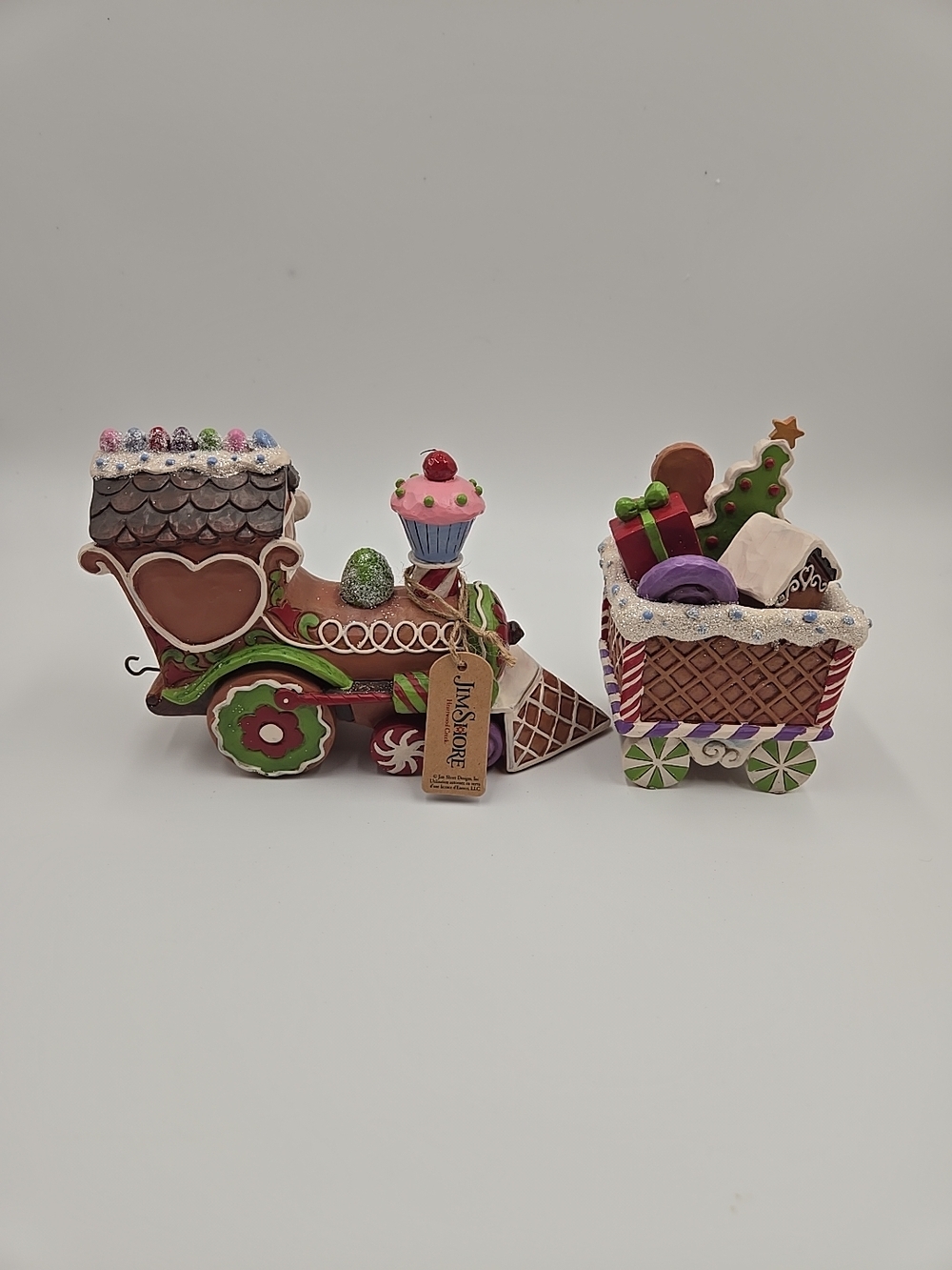 Jim Shore "Gingerbread Christmas" Train Engine And Railway Car Figurines - Picture 7 of 12